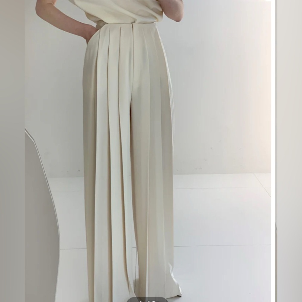 NWT COMMENCE Pleated High Waist Wide Leg Pants